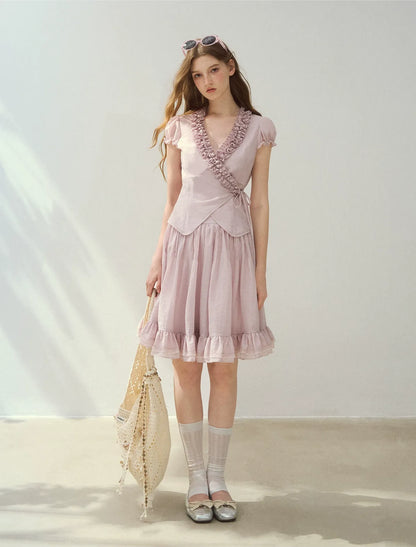 Ruffled Blouse Skirt Set