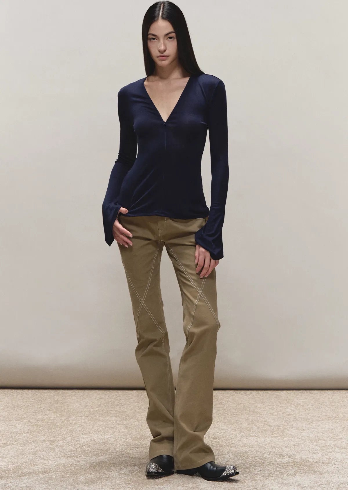 Vintage Distressed Khaki Slim Fit Casual Pants