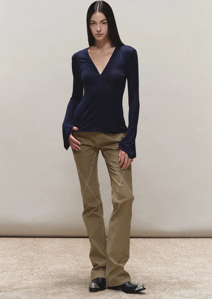 Vintage Distressed Khaki Slim Fit Casual Pants