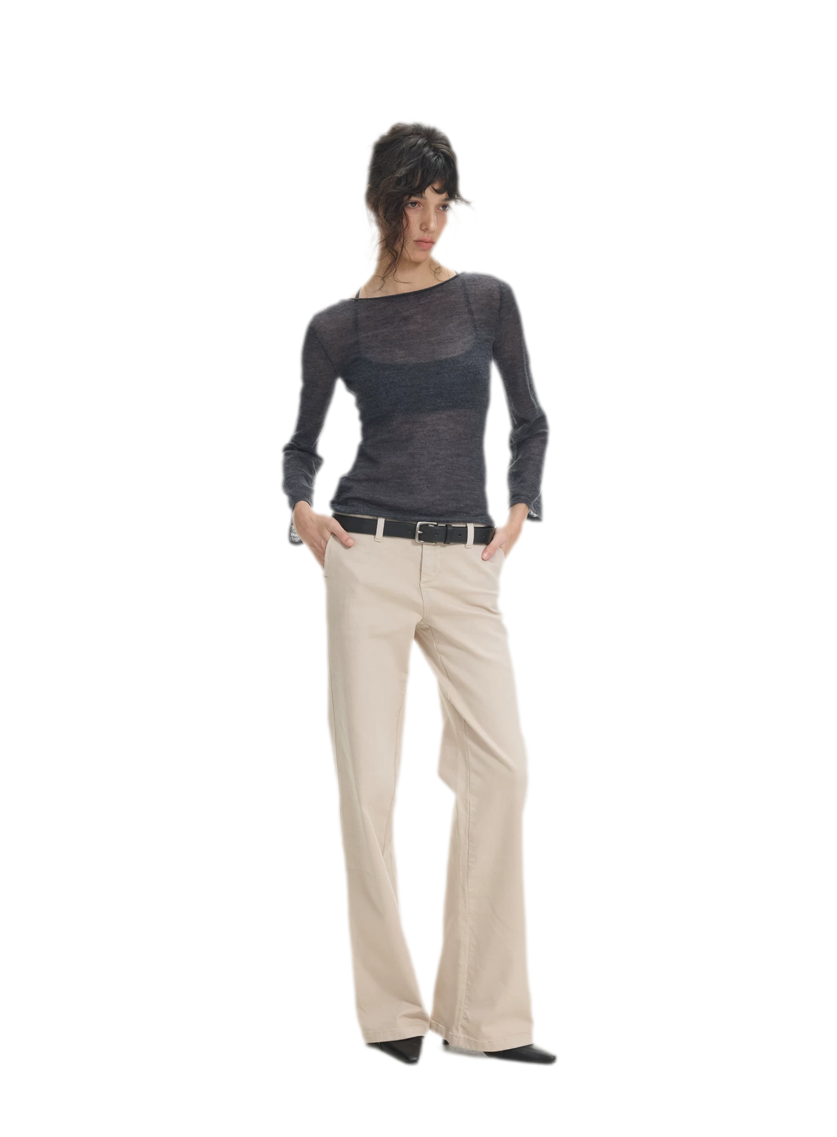Mohair Sheer Flared Sleeve Top