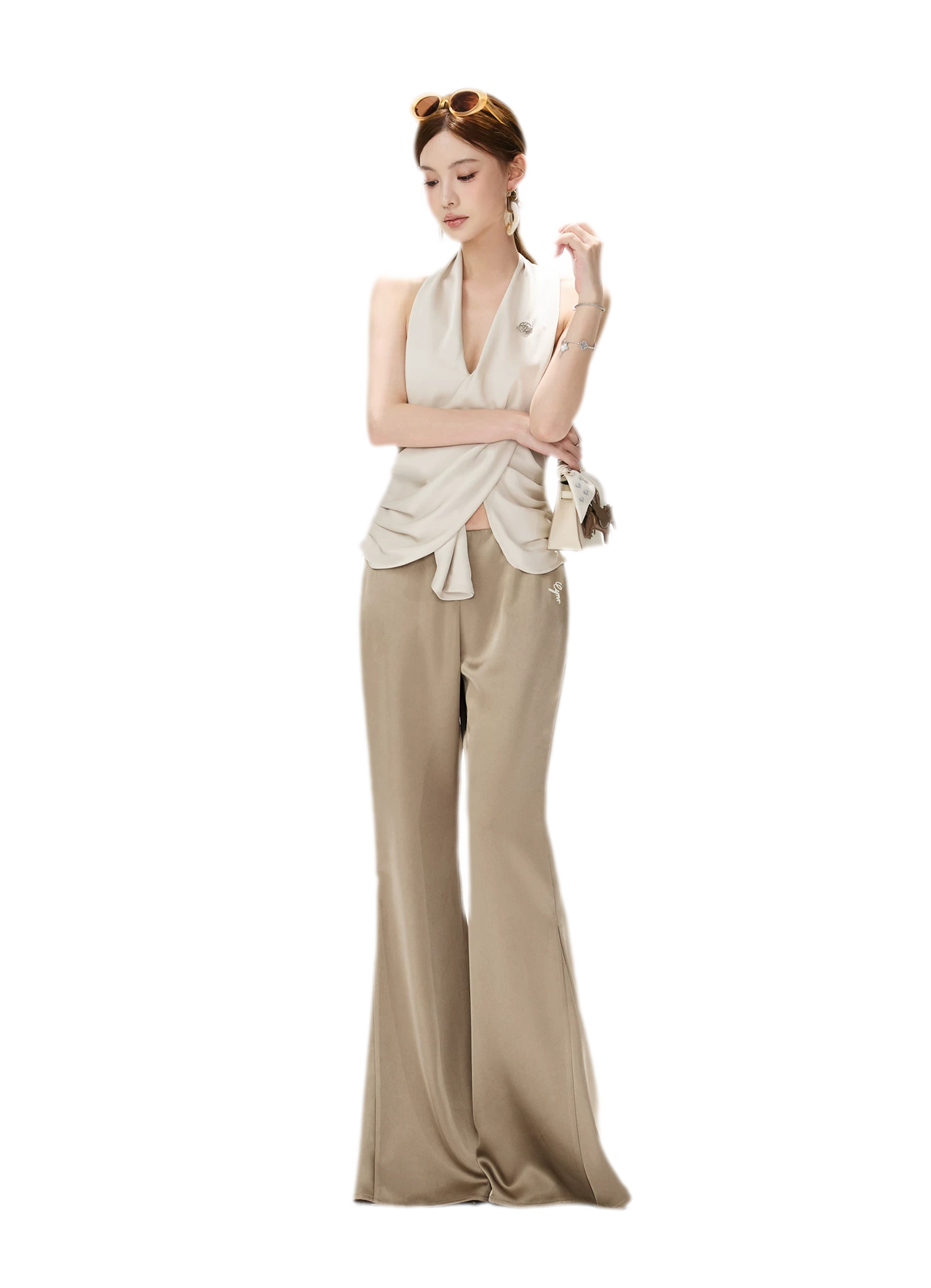 Satin Drape Flared Pants