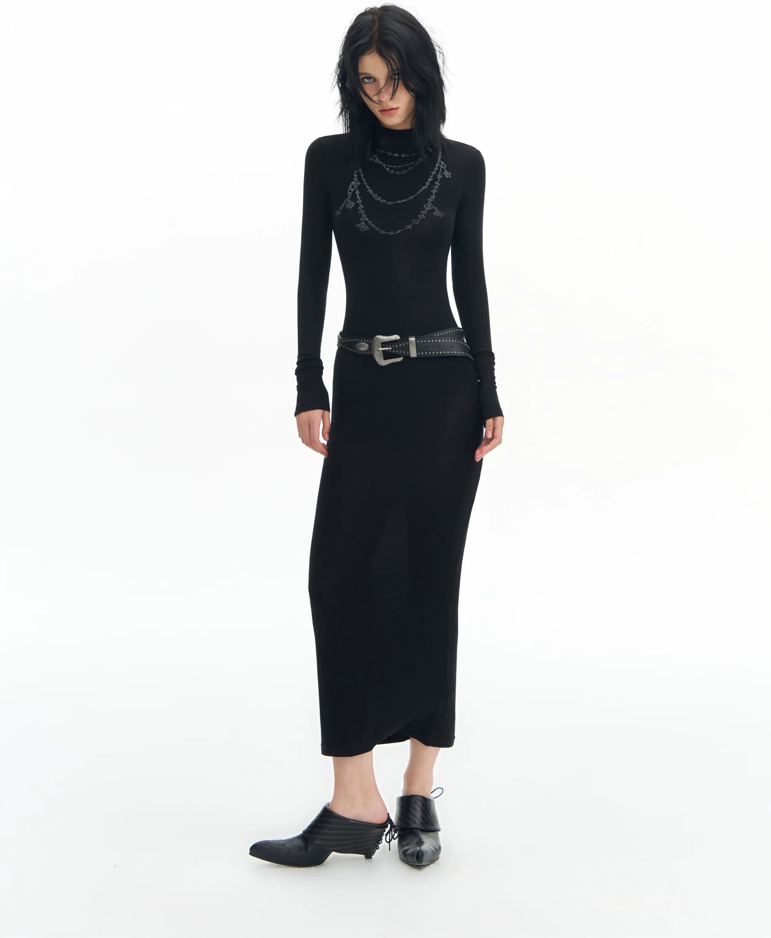 Rhinestone Slim Knit Dress