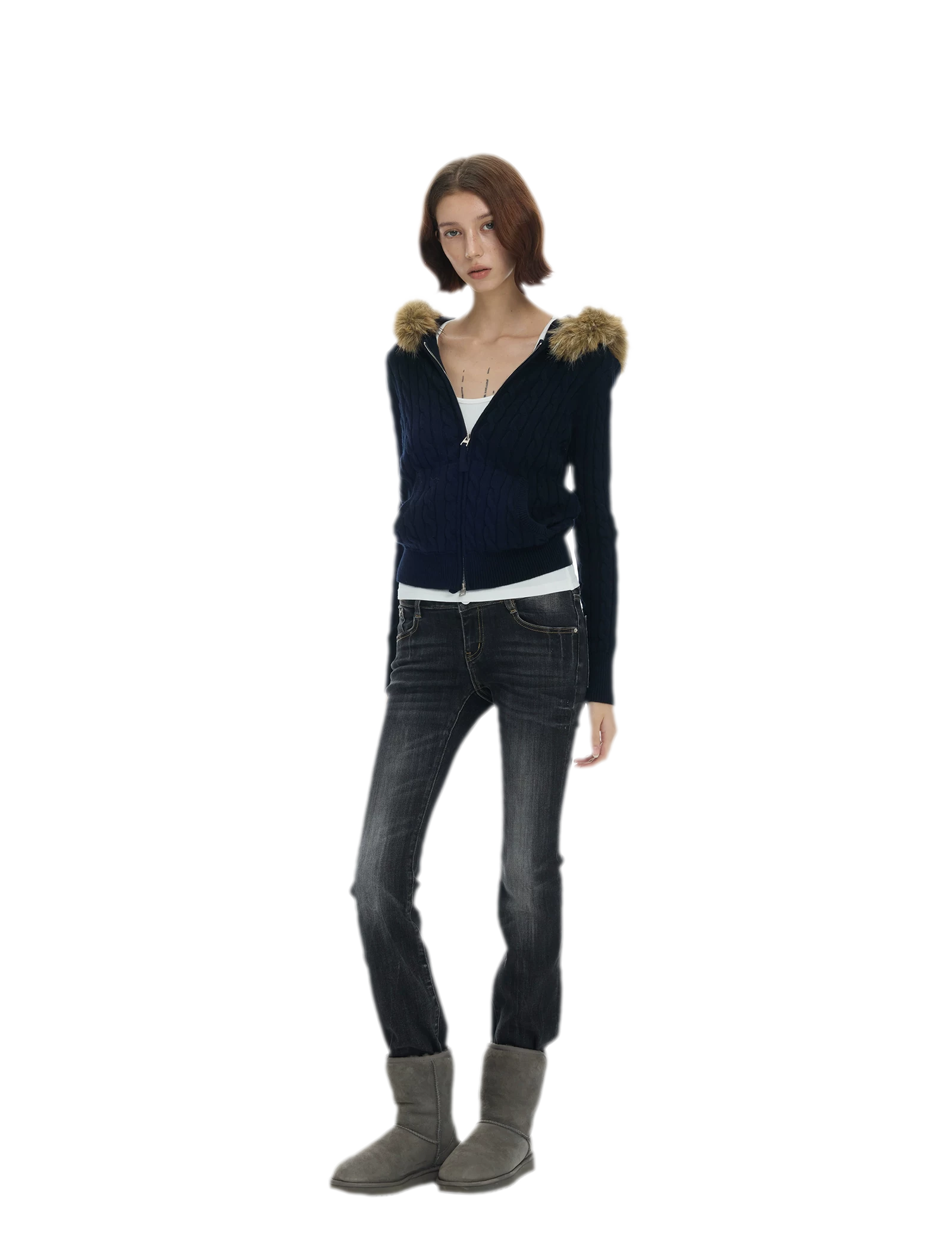 Washed Low-Rise Flare Jeans