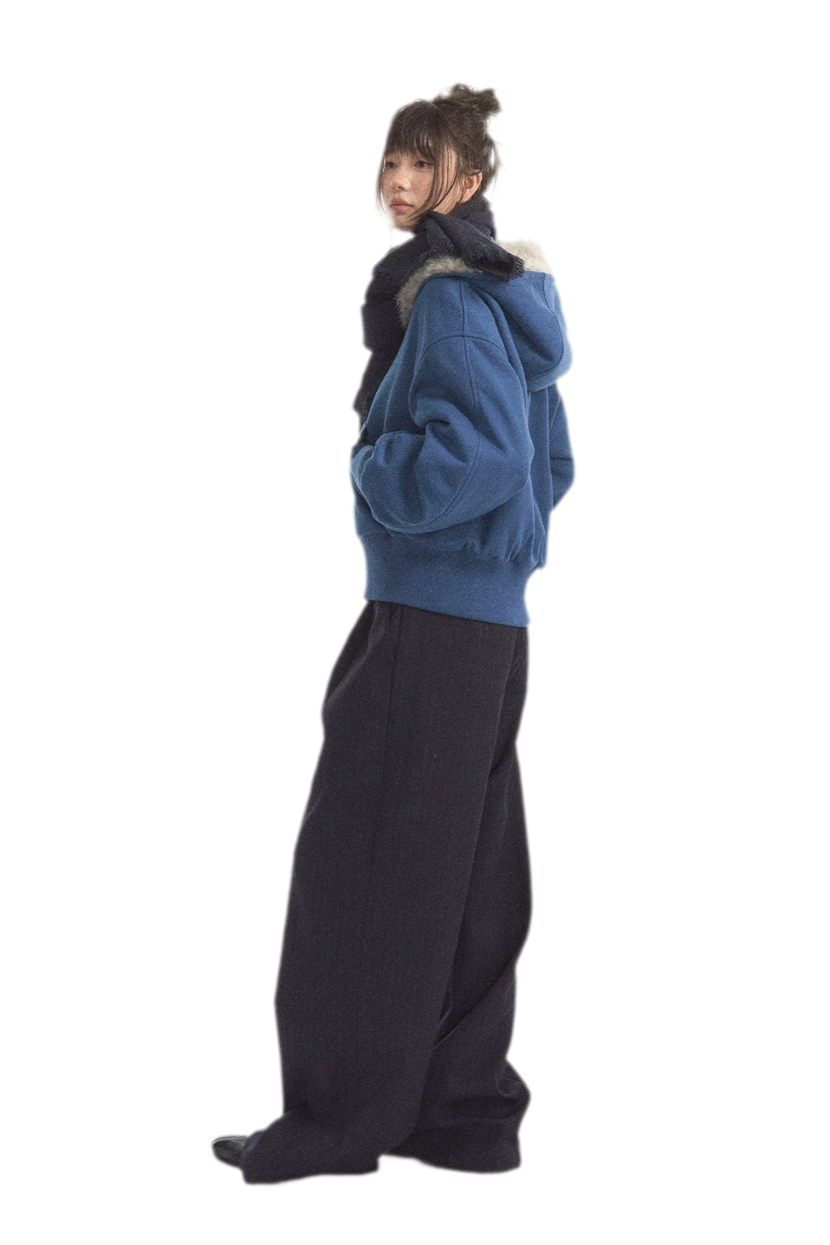 Fuzzy Hooded Cropped Puffer Jacket