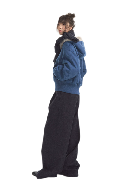Fuzzy Hooded Cropped Puffer Jacket