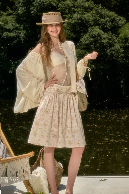 Satin Bow A-Line Skirt