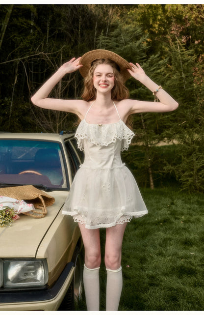 Water Embroidered Slim Camisole Dress