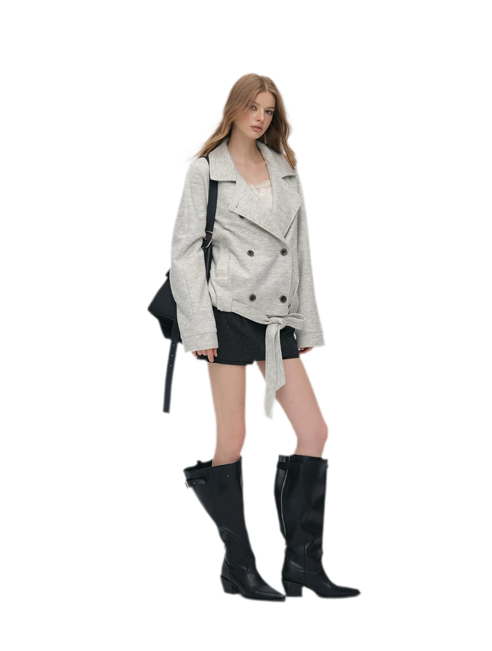 Brushed Wool Blend Short Coat