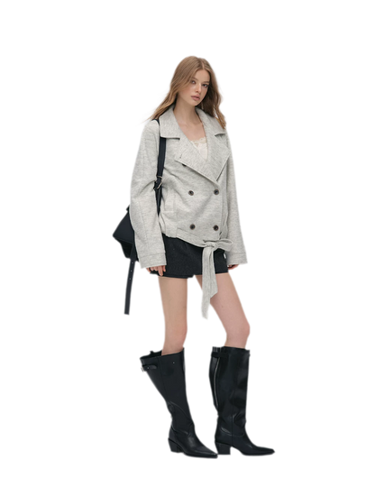 Brushed Wool Blend Short Coat