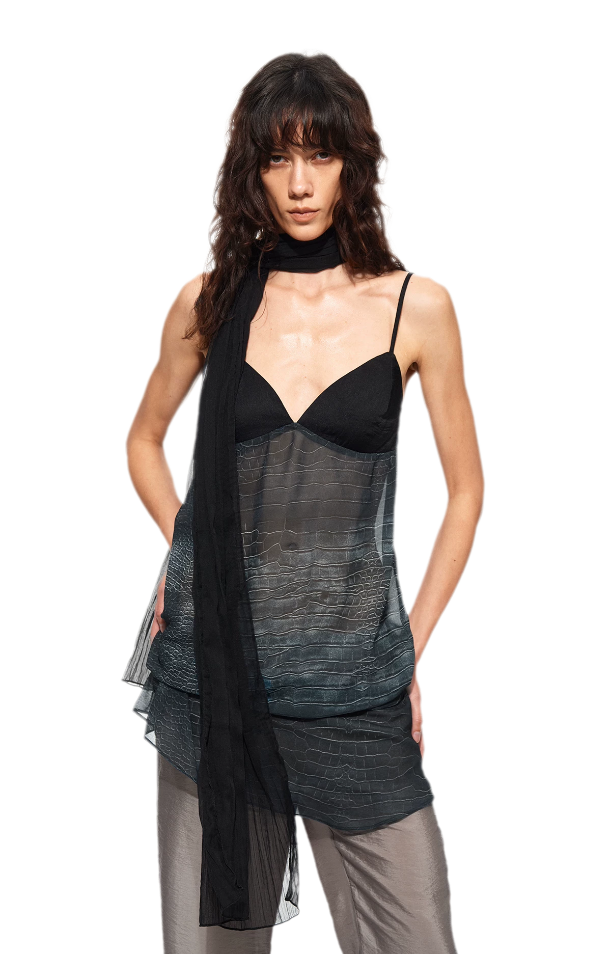 Sheer Satin Snake Camisole