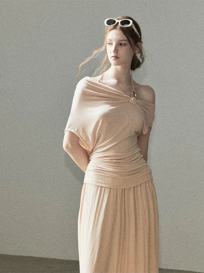 Knot Drape Midi Skirt Set