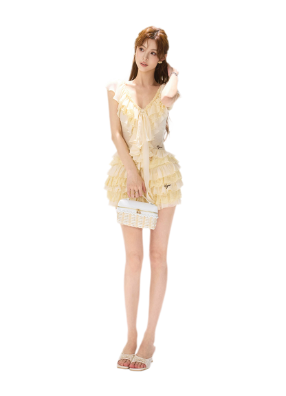 CYNR Lace Ruffle V-Neck Blouse – view 11