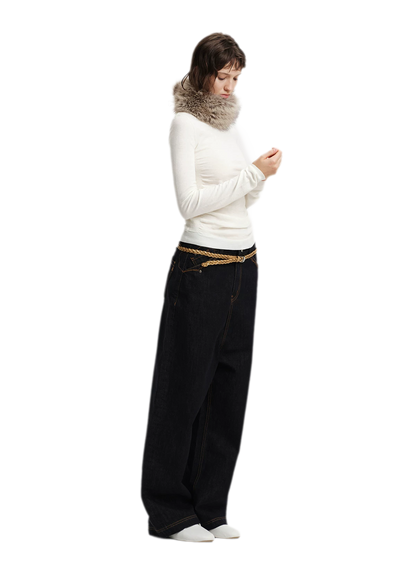 Top in maglia slim arricciato in lana