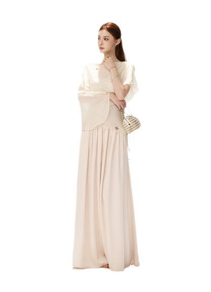 Lace Backless Satin Dress