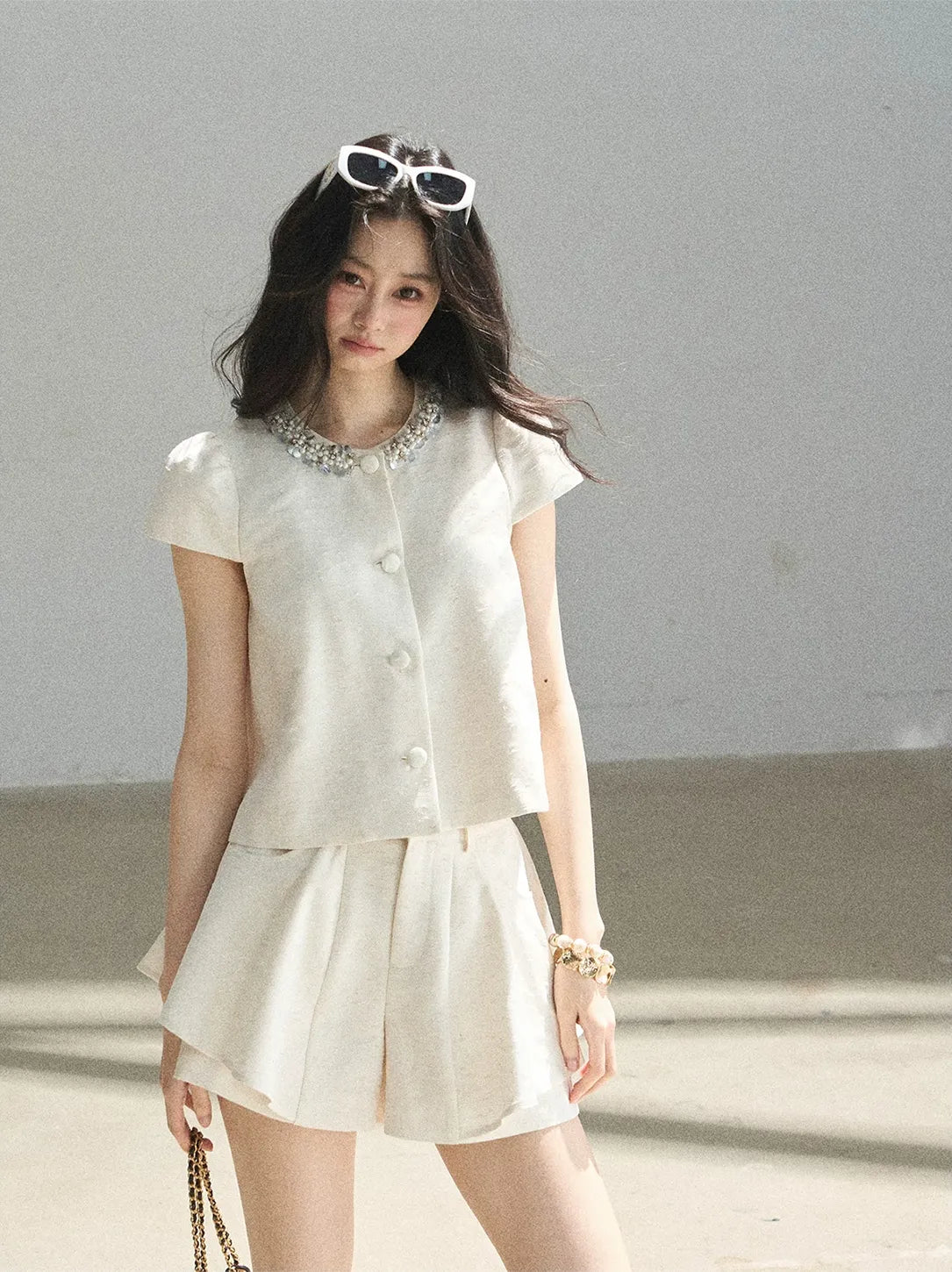 Beaded Collar Short Set