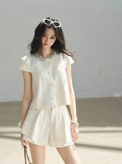 Beaded Collar Short Set