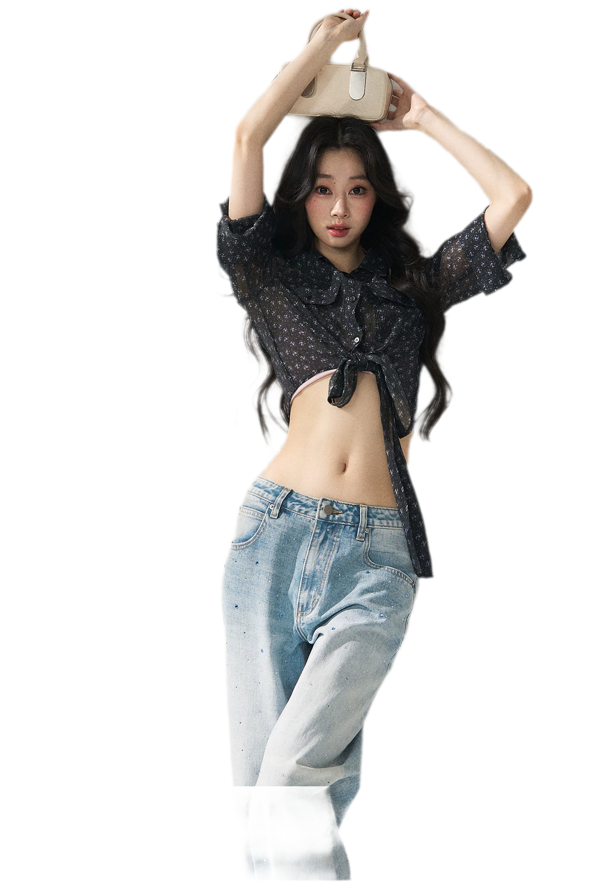 Floral Sheer Tie Shirt