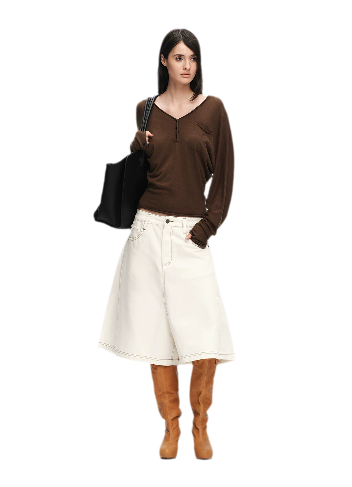 Lyocell Wool V-Neck Top