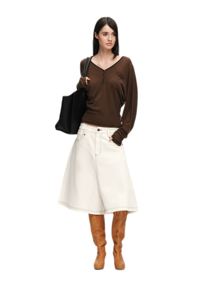 Lyocell Wool V-Neck Top