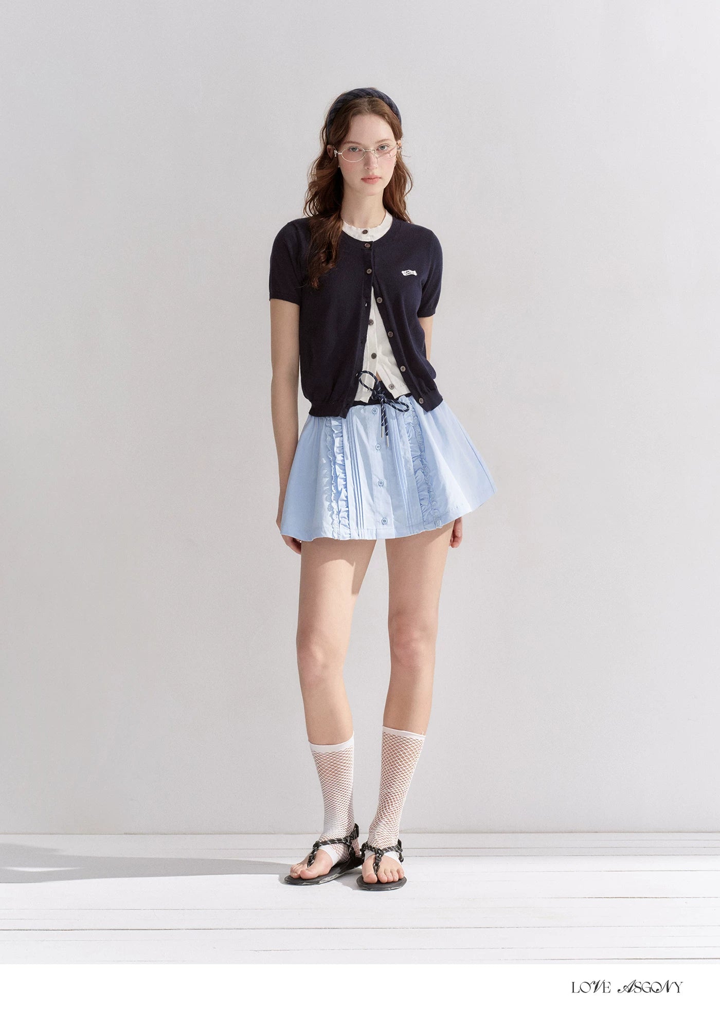 Pleated Drawstring A-line Short Skirt