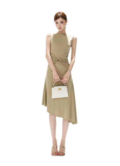 Twist Waist Asymmetric Dress