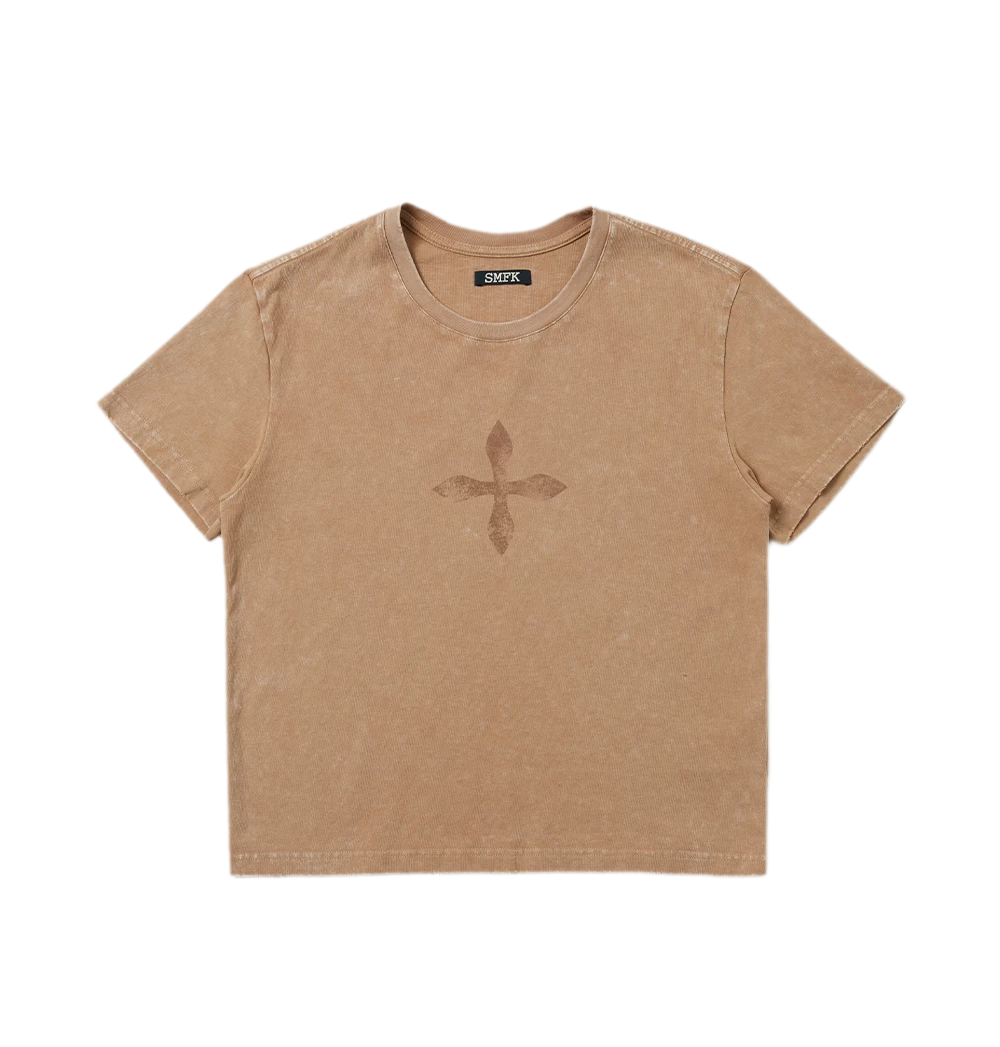 Vintage Washed Cross Embroidered Tee