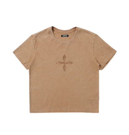 Vintage Washed Cross Embroidered Tee