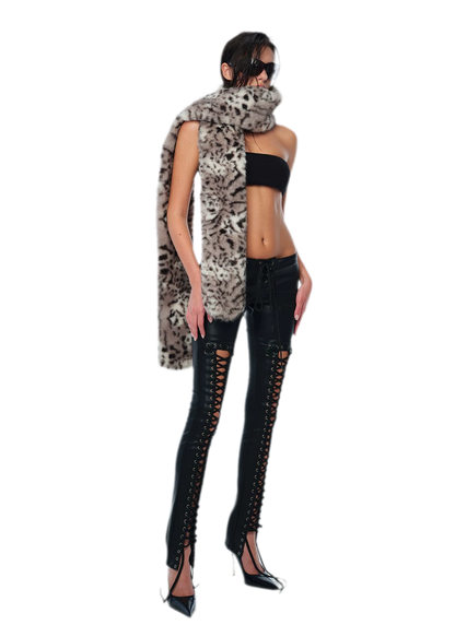 Bufanda de piel sintética con estampado de leopardo
