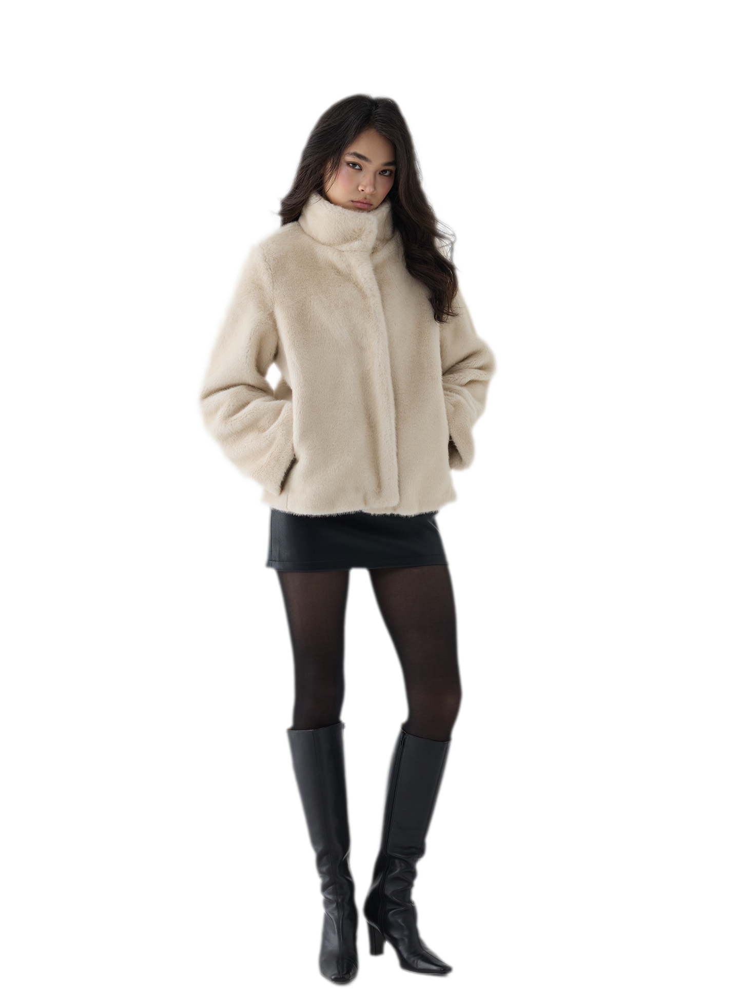 Eco-Friendly Cropped Faux Fur Jacket