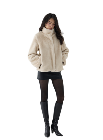 Eco-Friendly Cropped Faux Fur Jacket