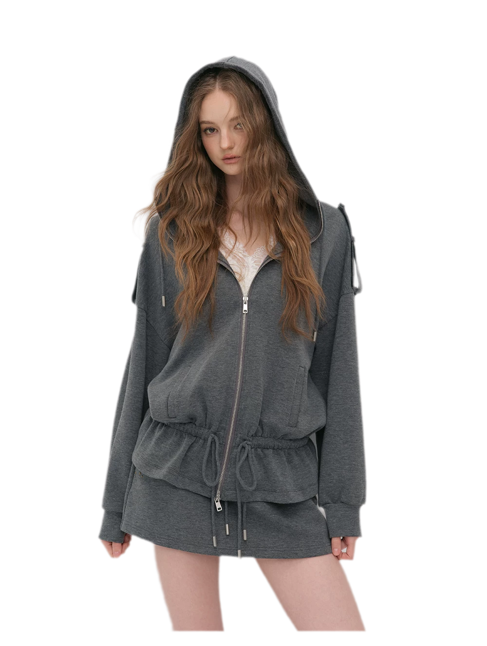 Air-Layer Hooded Skirt Set