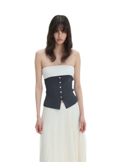 French Colorblock Bandeau Top