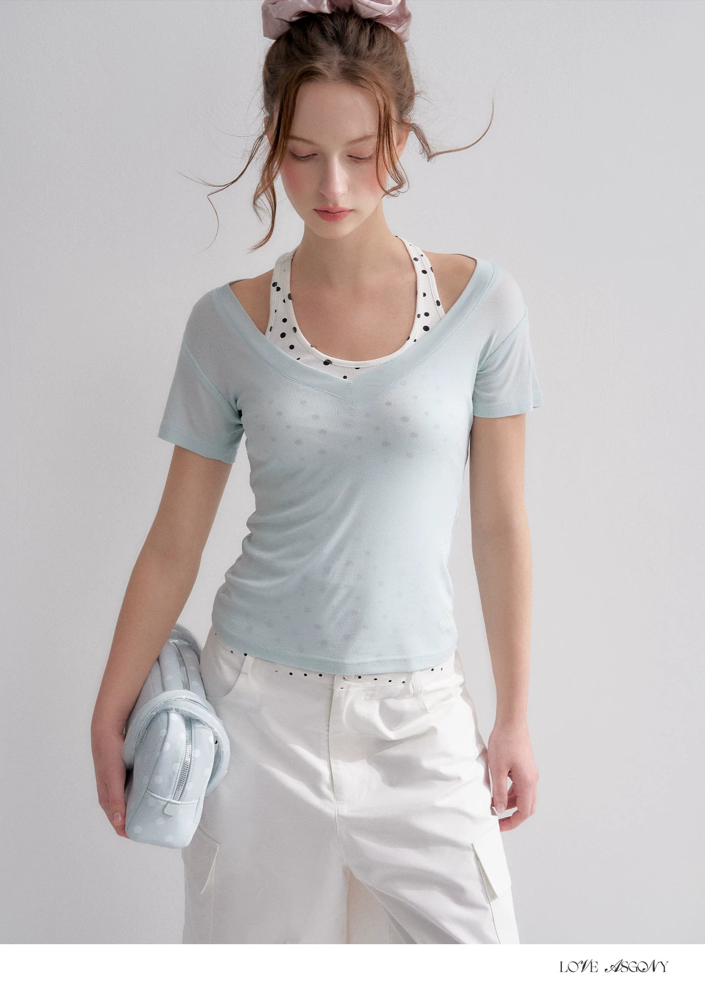 Blue V-Neck Slim Fit Short Sleeve T-Shirt