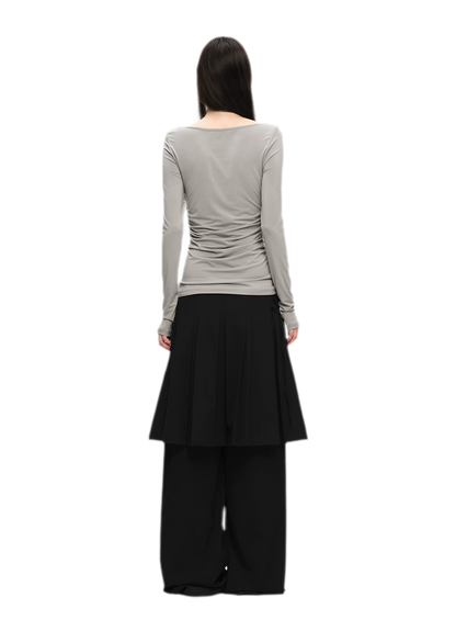 Pleated Layered Skirt Pants