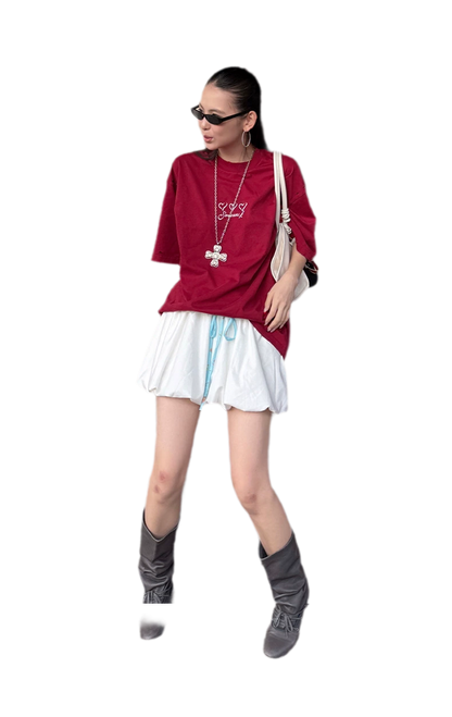 Printed Double-Waist Bubble Skirt