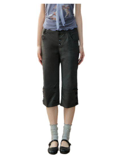 Vintage Turn-Up Cropped Pants