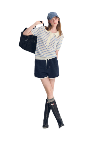 Striped Embroidered Polo