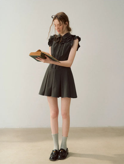 Pintuck Ruffle Dress