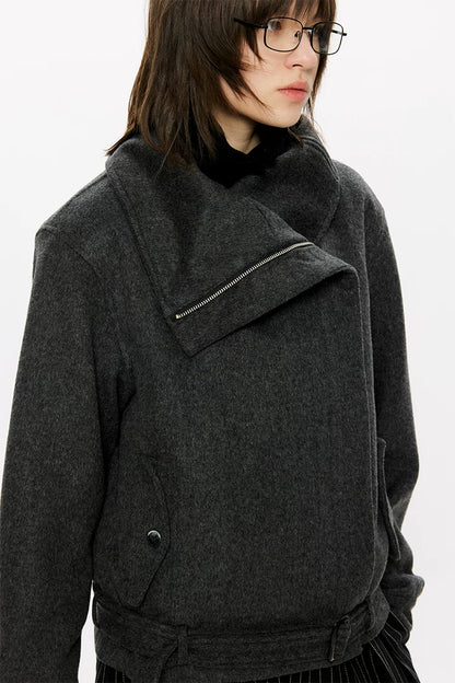 Merino Wool Cropped Belted Jacket