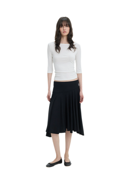 Lyocell Boat Neck Knit Top