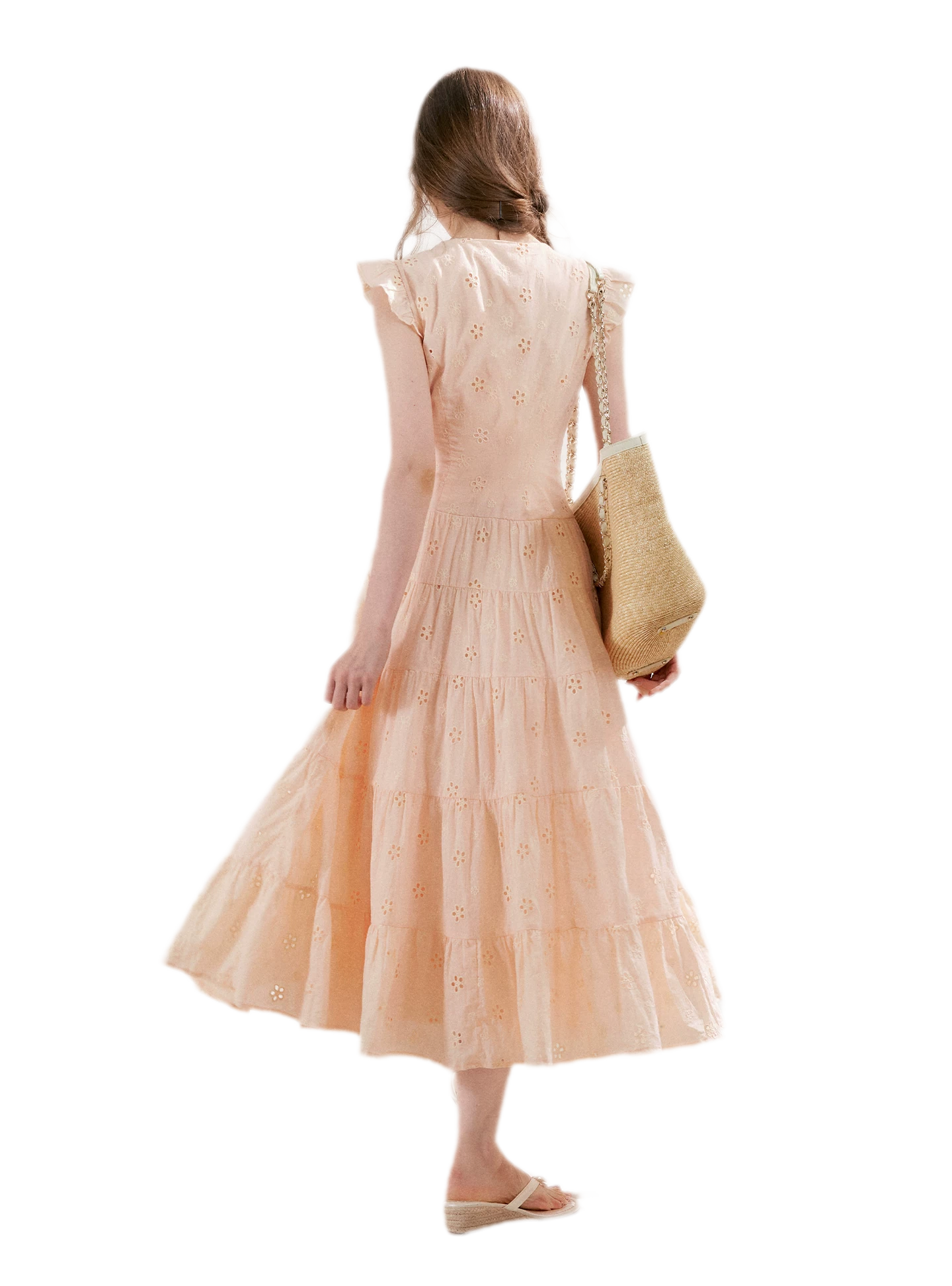 Embroidered Eyelet Tiered Dress