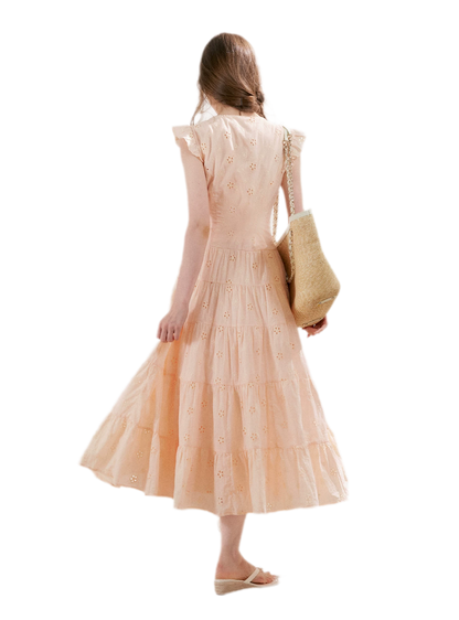 Embroidered Eyelet Tiered Dress