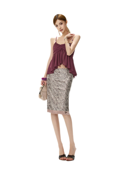 Beaded Ruffle Cami Top