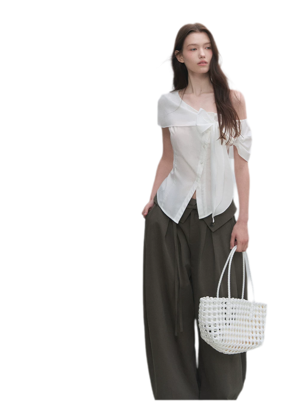 Asymmetric Bow Waist Blouse