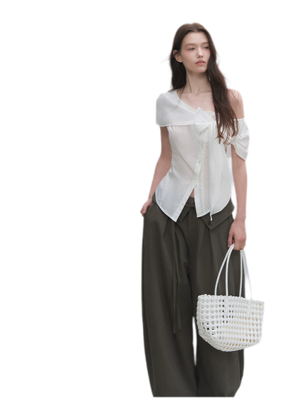 Asymmetric Bow Waist Blouse