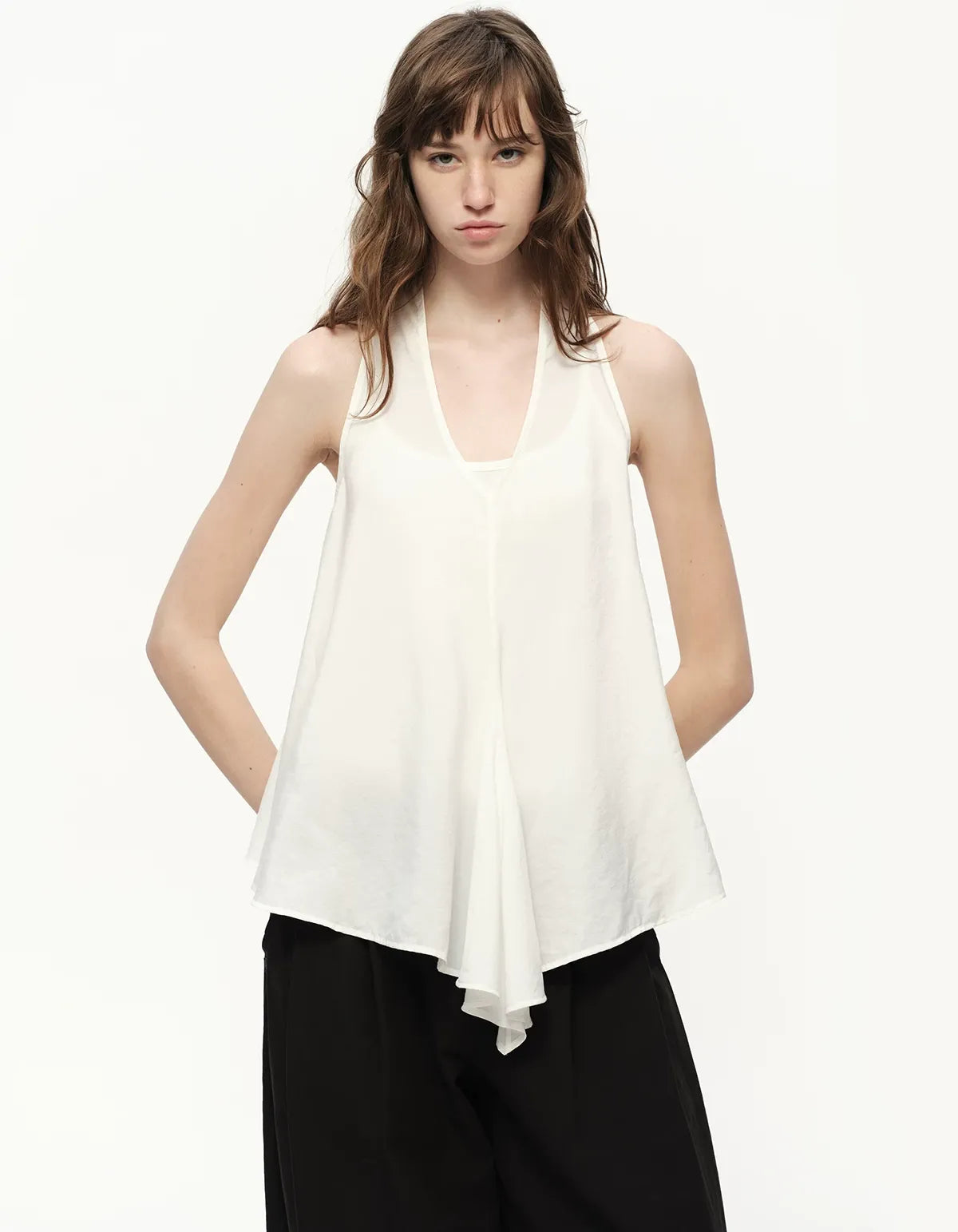 White Lyocell V-Neck Cami