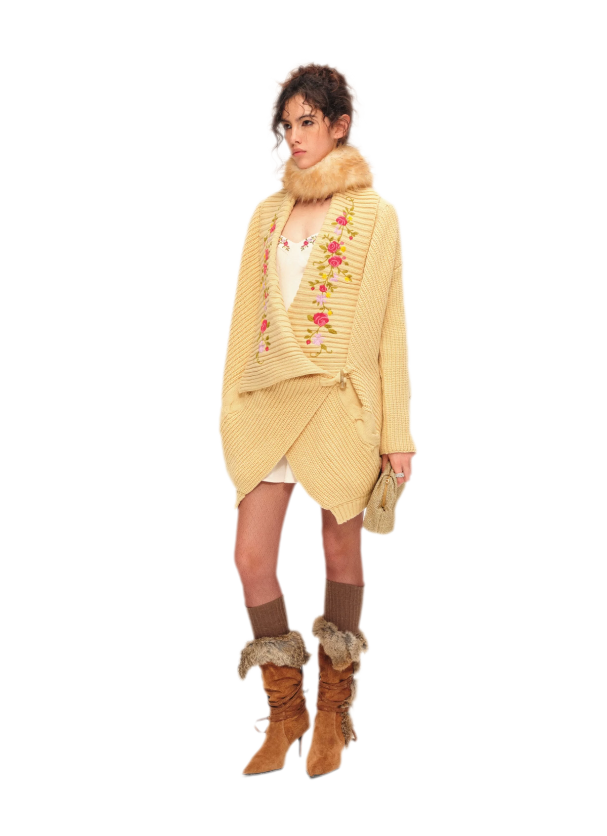 Bộ cardigan dệt kim thêu
