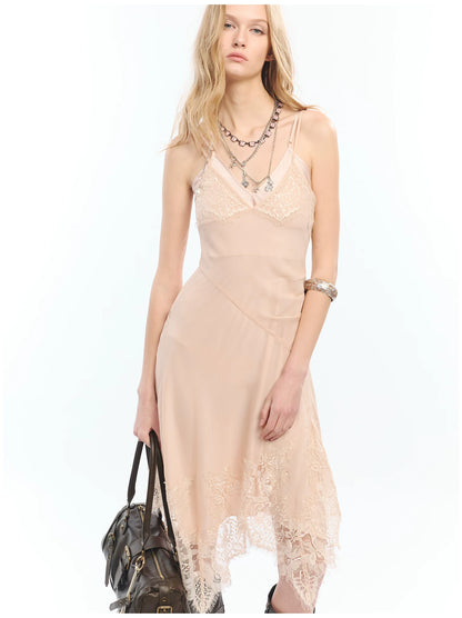 Lace Hem Layered V-Neck Camisole Dress