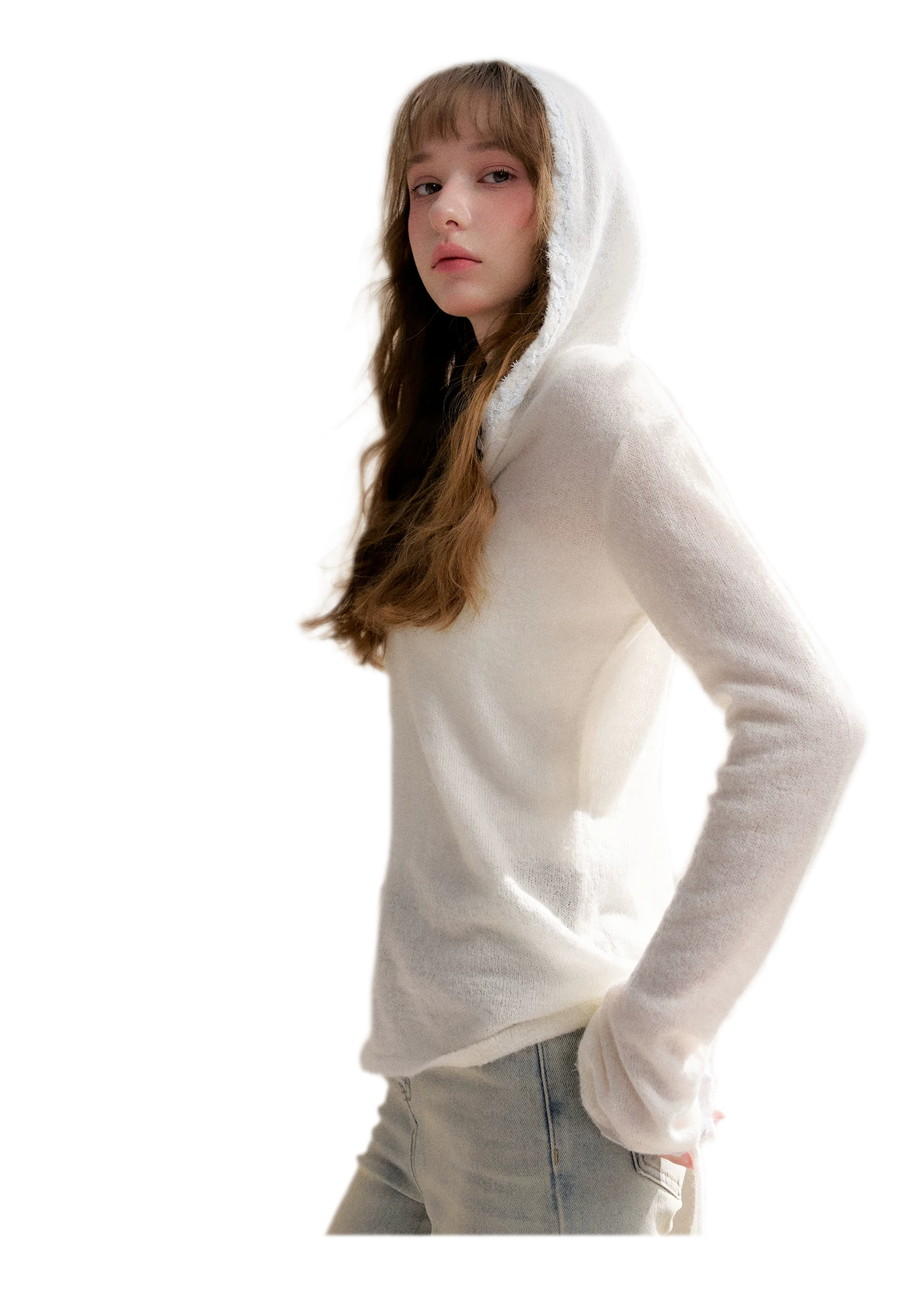 Lace Hood Knit Hoodie