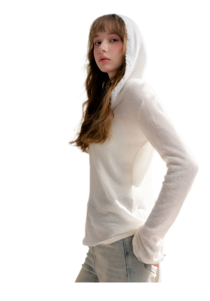 Lace Hood Knit Hoodie